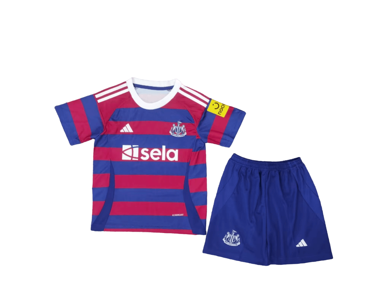 Kit Infantil Newcastle Vermelha/Azul II Away 2024/25 Unissex Kit Infantil Newcastle Vermelha/Azul II Away 2024/25 Unissex
