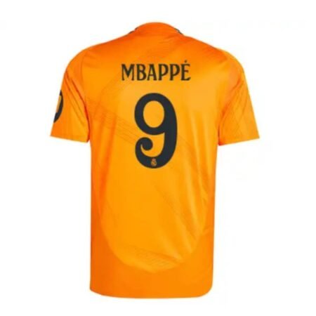Camisa Reserva Real Madrid Mbappe #9 Laranja Jogador 2024/25