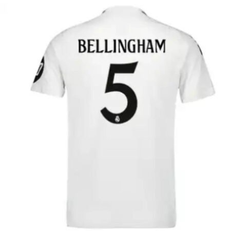 Camisa Titular Real Madrid Bellingham #5 Branca 2024/25 Jogador
