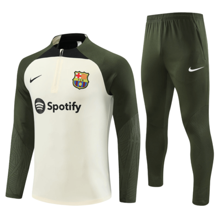Conjunto Barcelona Treino Jaqueta/Calça Bege/Musgo 2024/25