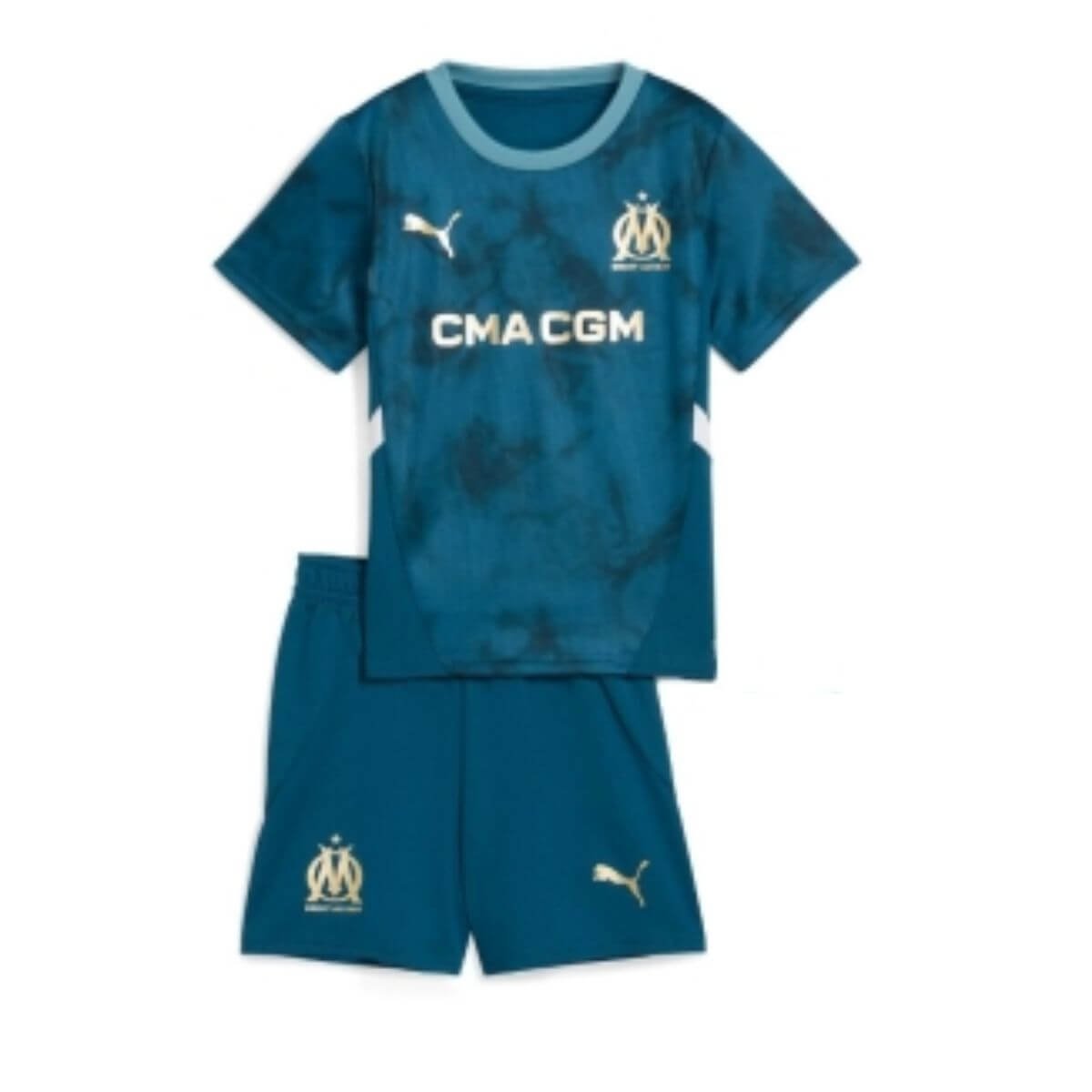 Kit Infantil Olympique de Marseille Away Azul Escuro 2024/25 Unissex Kit Infantil Olympique de Marseille Away Azul Escuro 2024/25 Unissex