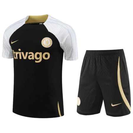 Conjunto Chelsea Treino Camisa/Short Preta/Branca 2023/24