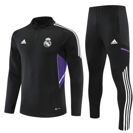 Conjunto de Treino Real Madrid Preta 2022/23 Jaqueta e Calça