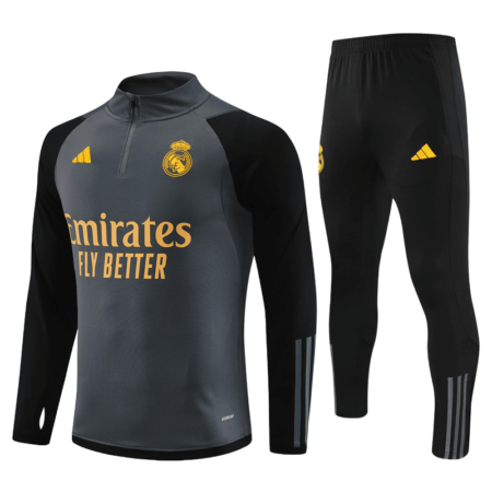 Conjunto de Treino Real Madrid Preta 2024/25 Jaqueta e Calça