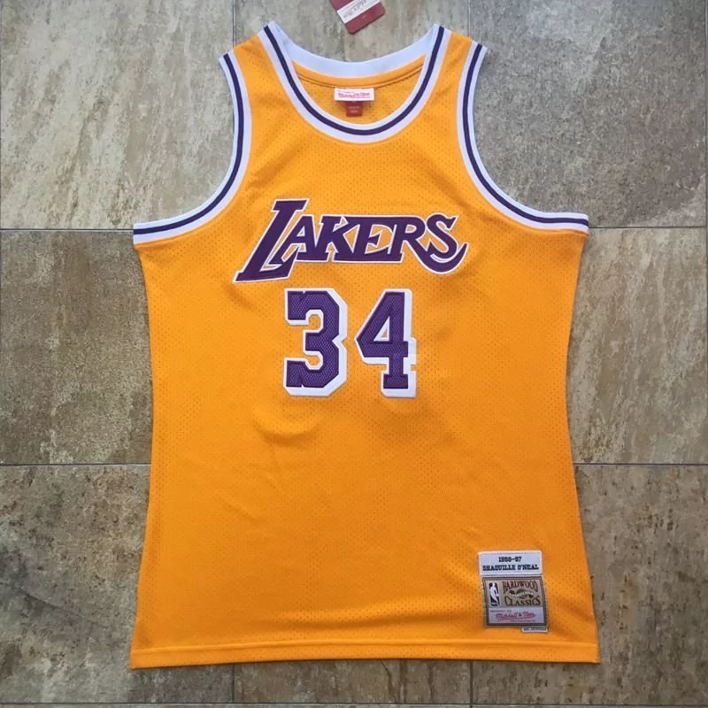 regata-nba-mitchell-ness-los-angeles-lakers-1996-1997-laranja-oneal-34- Regata NBA Mitchell & Ness Los Angeles Lakers 1996-1997 Laranja O'NEAL #34