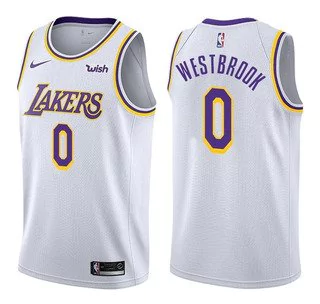 Regata NBA Swingman Los Angeles Lakers Branca-Amarela Westbrook #0