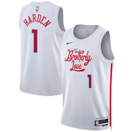 Regata NBA Swingman Philadelphia 76ers Branca Brotherly Love Harden #1