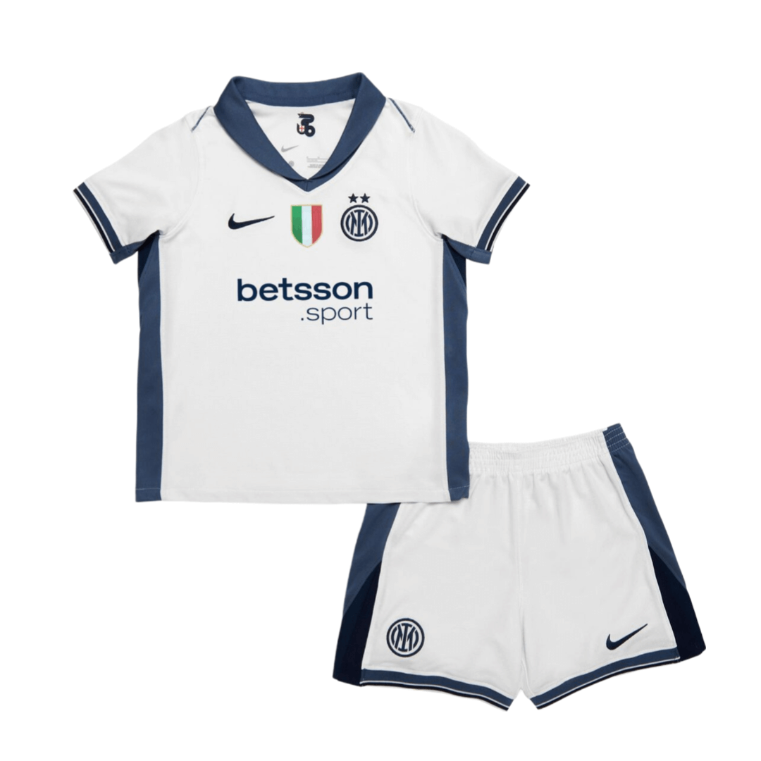 Kit Infantil Inter de Milão Branco Away II 2024/25 Unissex Kit Infantil Inter de Milão Branco Away II 2024/25 Unissex