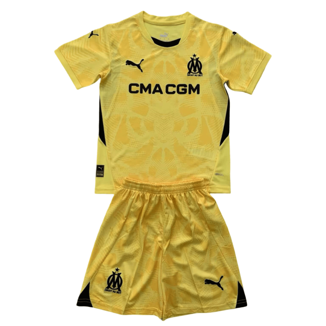 Kit Infantil Olympique de Marseille Goleiro Amarela 2024/25 Unissex Kit Infantil Olympique de Marseille Goleiro Amarela 2024/25 Unissex