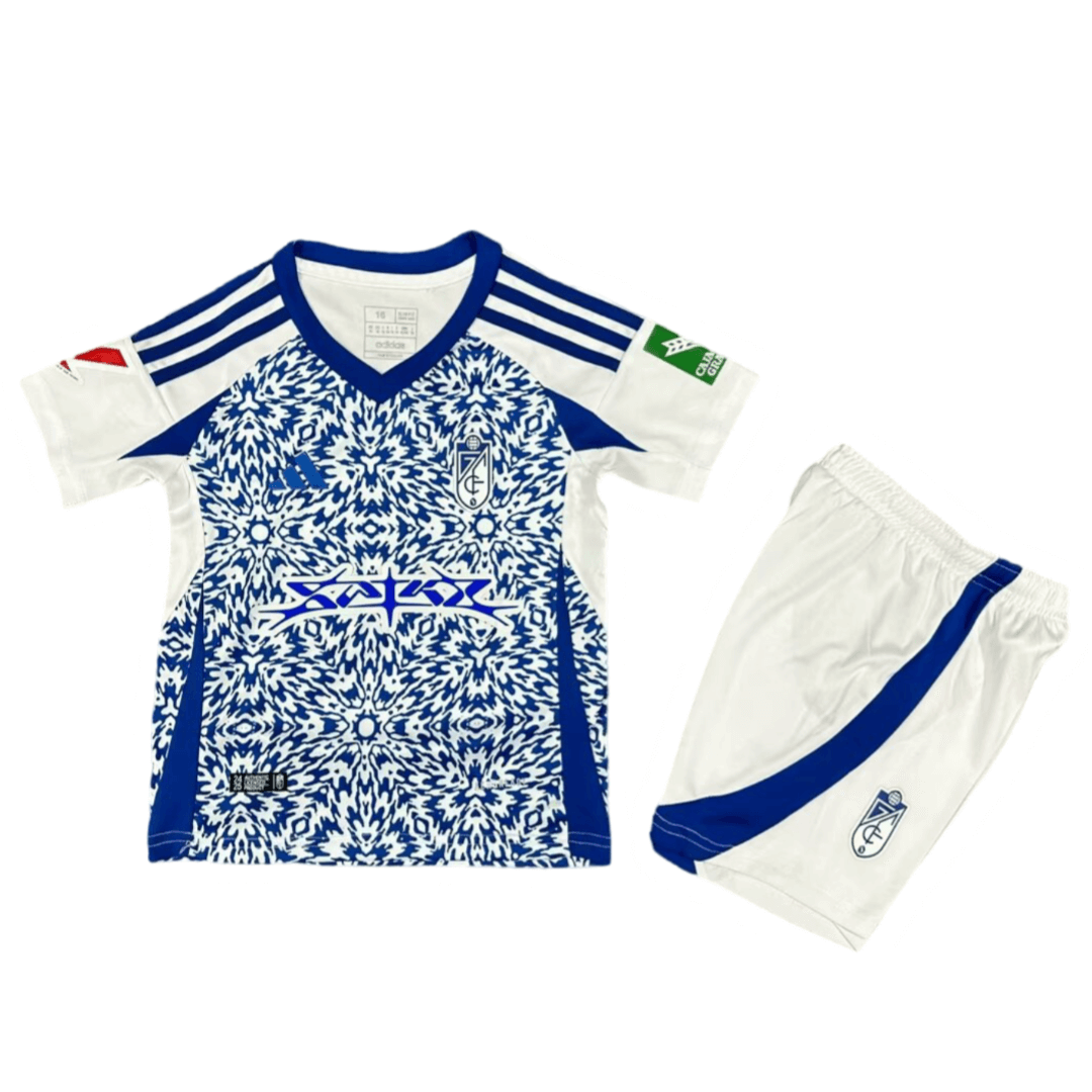 Kit Infantil Reserva Granada Branca II Away 2024/25 Unissex Kit Infantil Reserva Granada Branca II Away 2024/25 Unissex