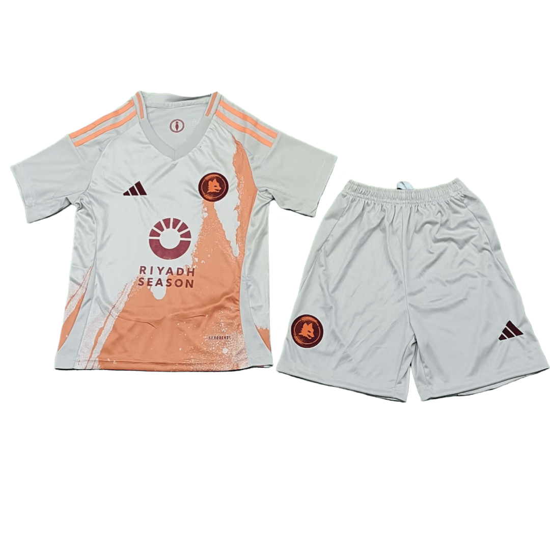 Kit Infantil Reserva Roma Branca/Laranja I 2024/25 Unissex Kit Infantil Reserva Roma Branca/Laranja I 2024/25 Unissex