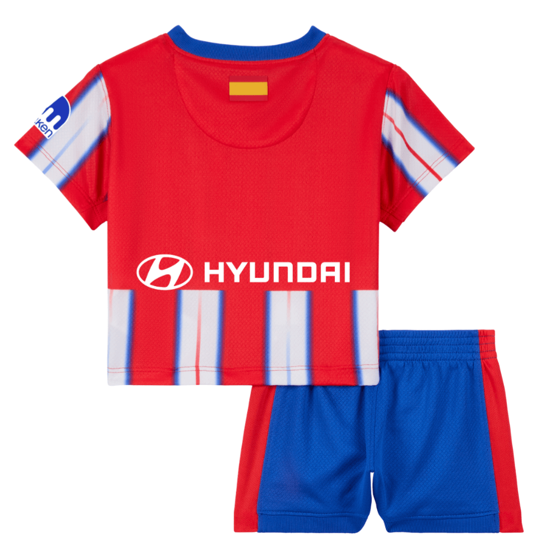 Kit Infantil Atlético de Madrid Vermelha Titular I 2024/25 Unissex Kit Infantil Atlético de Madrid Vermelha Titular I 2024/25 Unissex