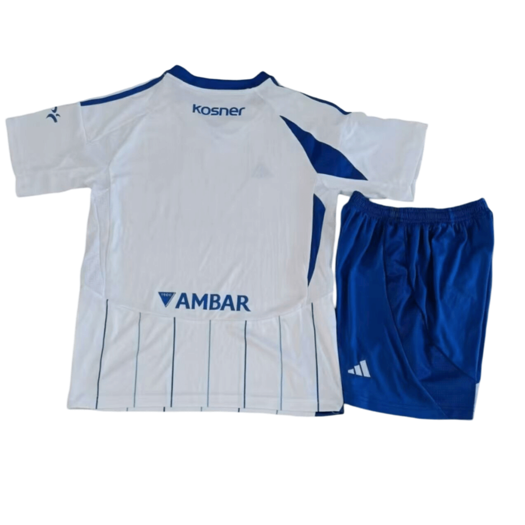 Kit Infantil Titular Real Zaragoza I Branca 2024/25 Unissex Kit Infantil Titular Real Zaragoza I Branca 2024/25 Unissex