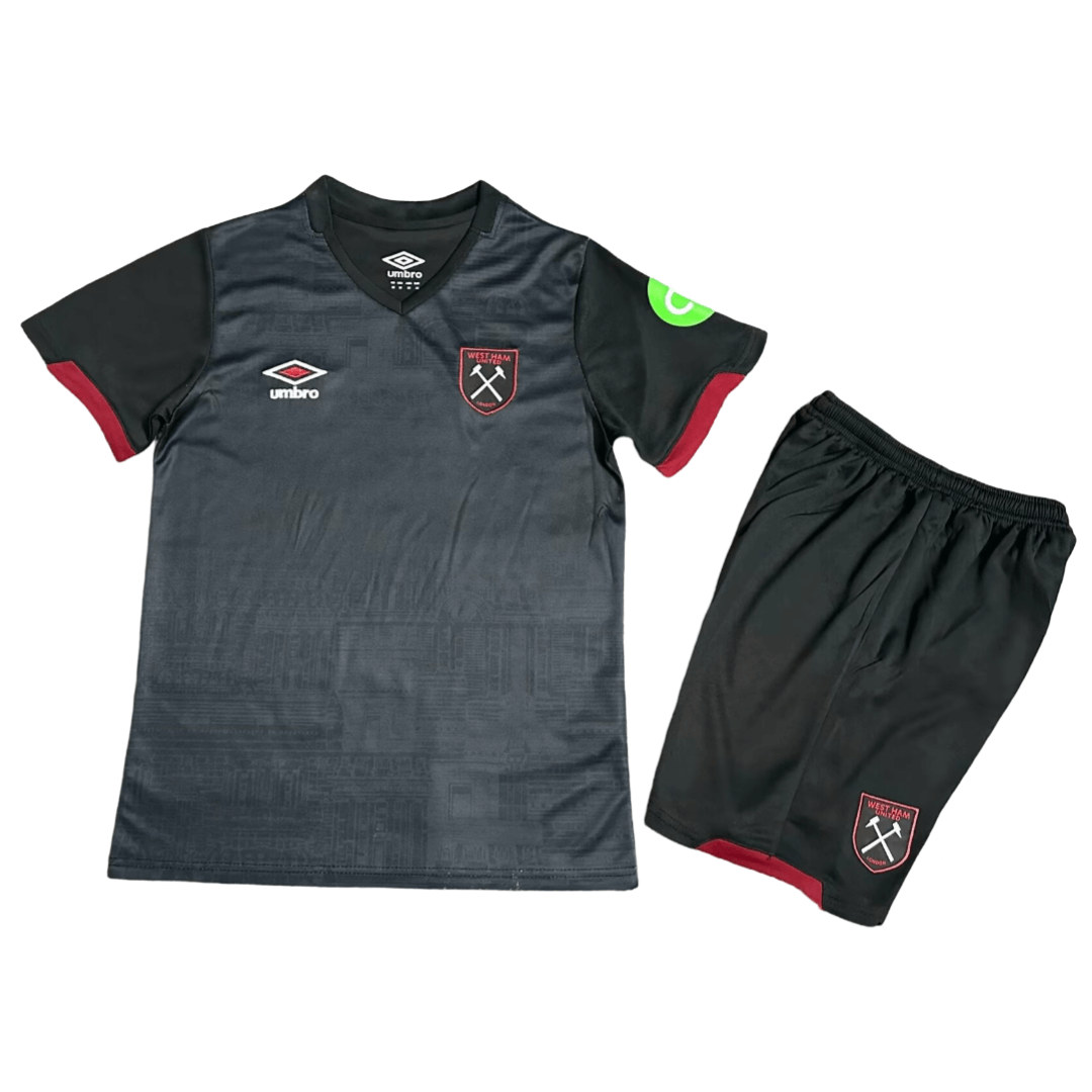 Kit Infantil Reserva West Ham Preta II 2024/25 Unissex Kit Infantil Reserva West Ham Preta II 2024/25 Unissex