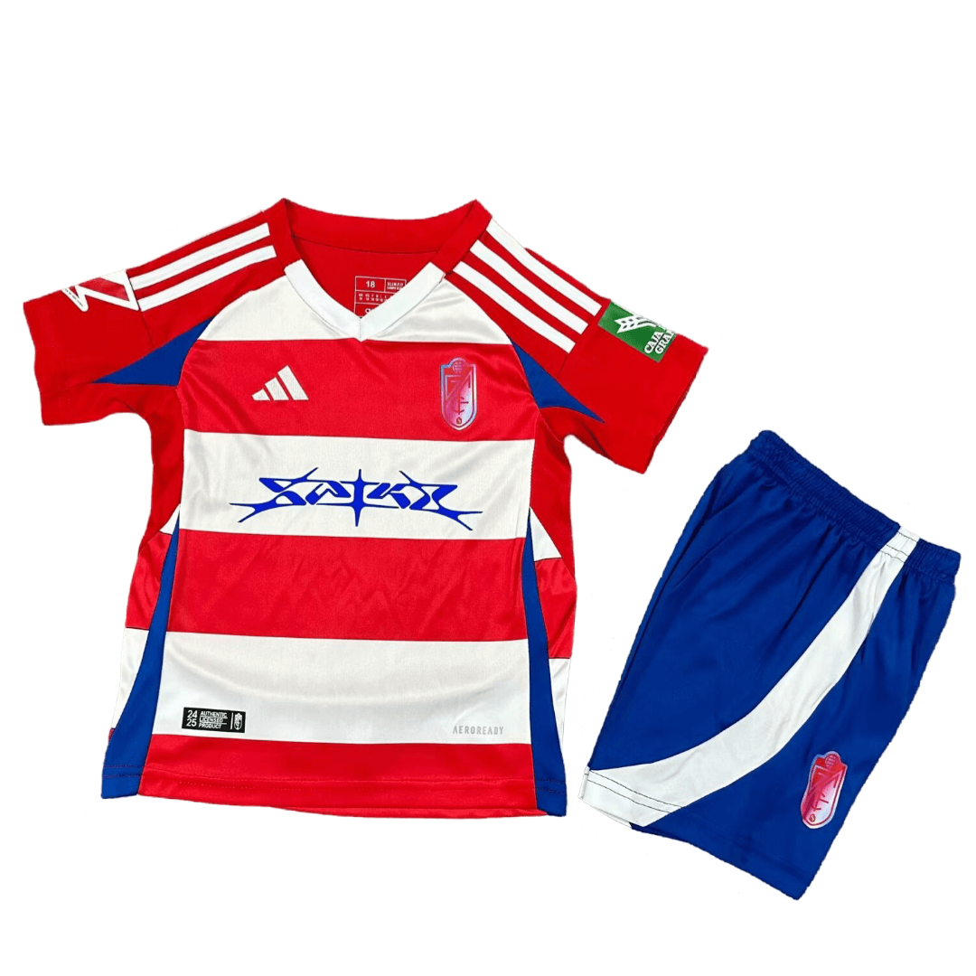 Kit Infantil Titular do Granada Cf Vermelha I 2024/25 Unissex Kit Infantil Titular do Granada Cf Vermelha I 2024/25 Unissex