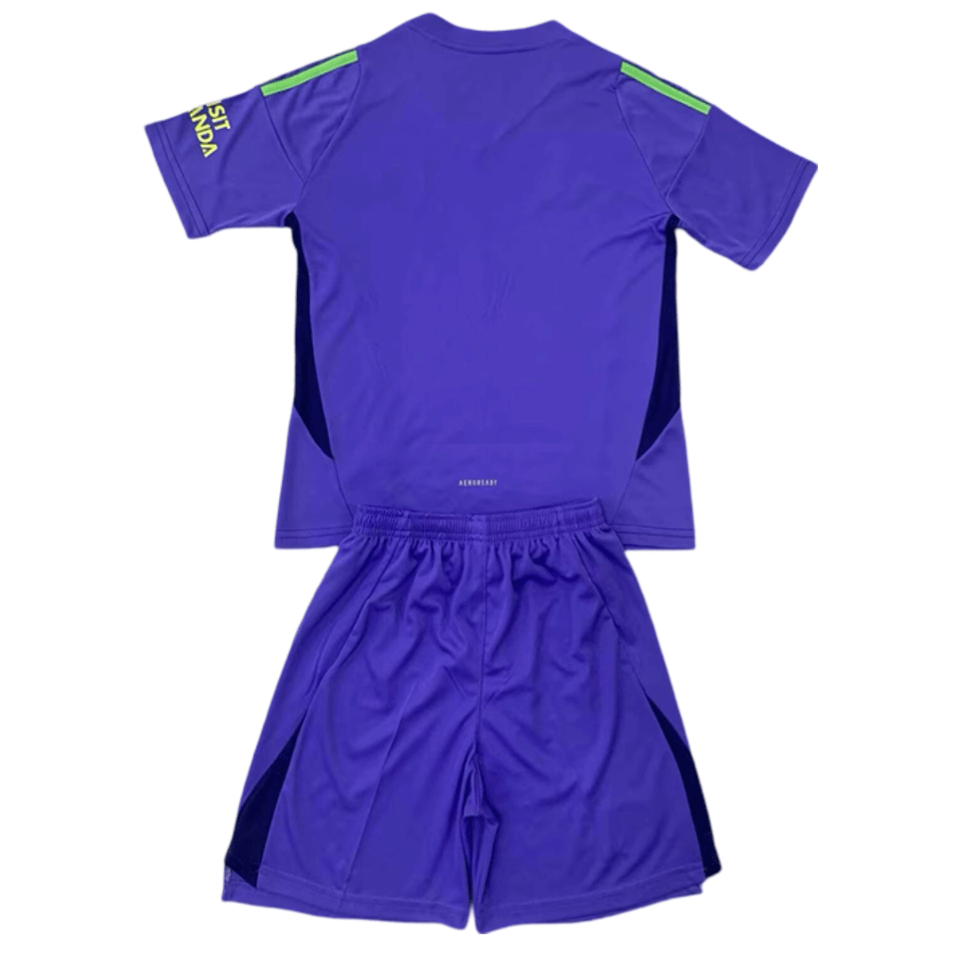 Kit Infantil Arsenal Roxo Goleiro 2024/25 Unissex Kit Infantil Arsenal Roxo Goleiro 2024/25 Unissex