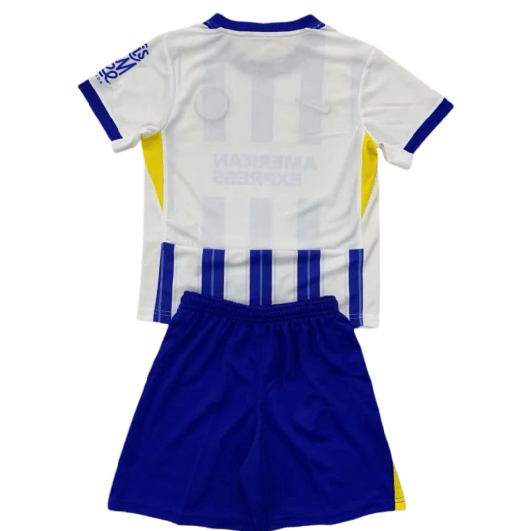 Kit Infantil Titular Brighton Branca/Azul I 2024/25 Unissex Kit Infantil Titular Brighton Branca/Azul I 2024/25 Unissex