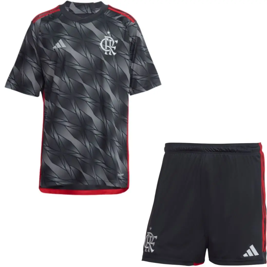 kit-infantil-flamengo-cinza-terceiro-2024-25-unissex Kit Infantil do Flamengo Cinza Terceira 2024/25 Unissex