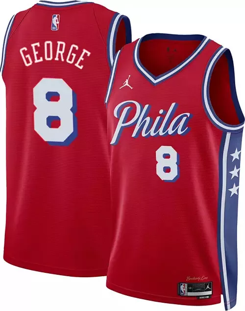 regata-nba-statement-swingman-philadelphia-76ers-vermelha-george-8 Regata NBA Statement Swingman Philadelphia 76ers Vermelha George #8