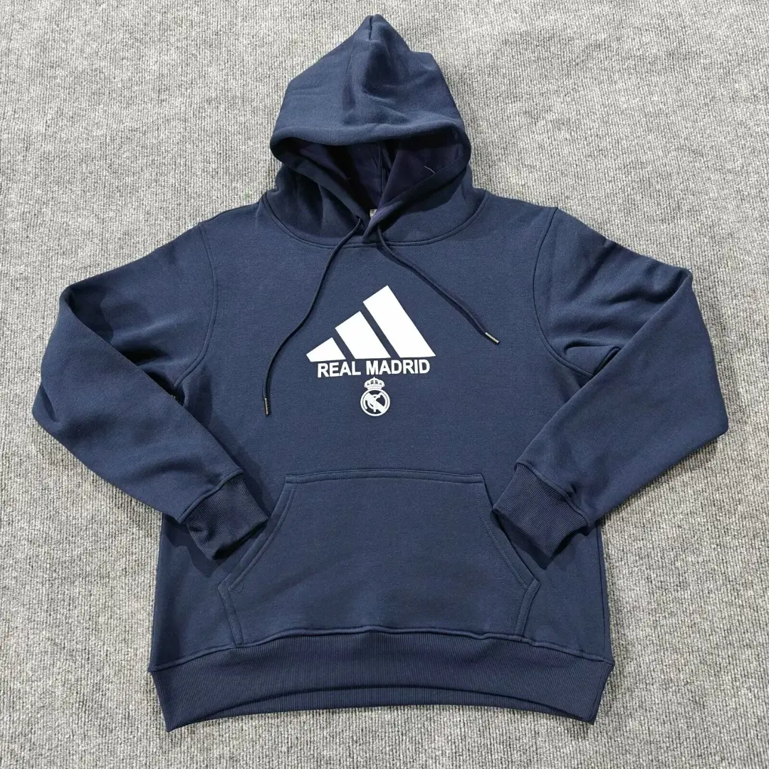 blusa-moletom-real-madrid-azul-2024-25 Moletom Real Madrid azul Adidas 2024 Com Capuz