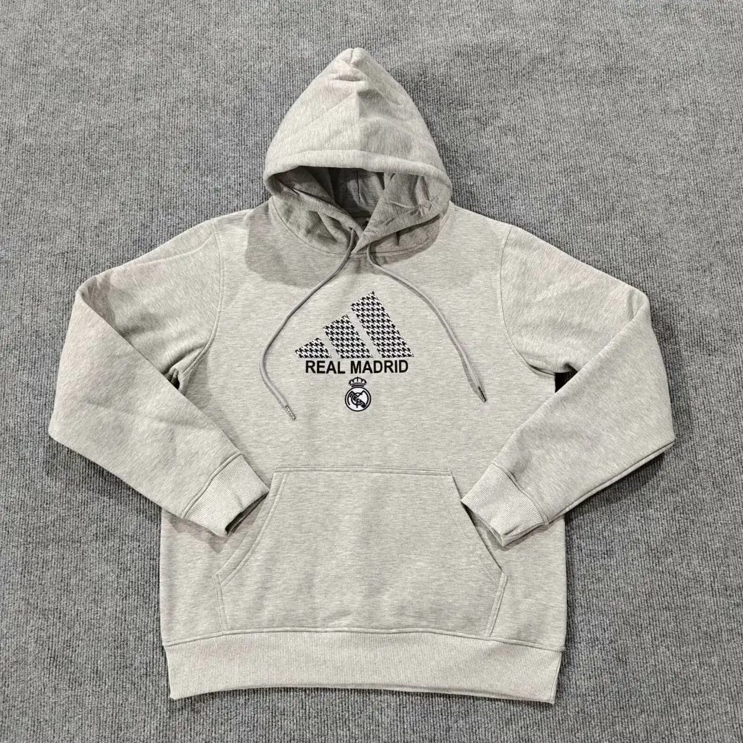 blusa-moletom-real-madrid-cinza-2024-25 Moletom Real Madrid cinza Adidas 2024 Com Capuz