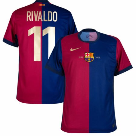 Camisa Barcelona Rivaldo #11 Home Grená 2024/25 Masculina