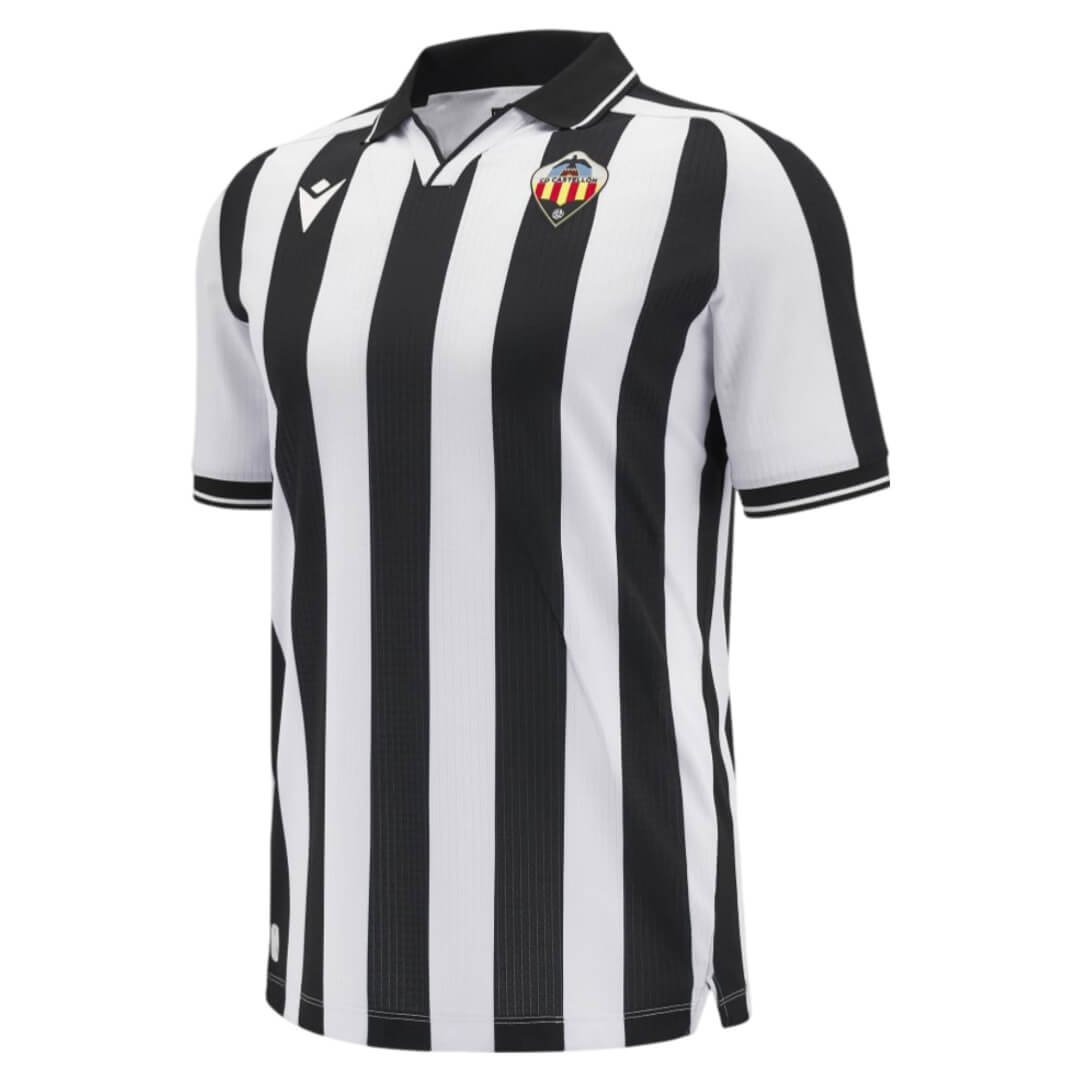 camisa-cd-castellon-home-branca-preta-2024-25-masculina Camisa CD Castellón Branca Home 2024/25 Masculina