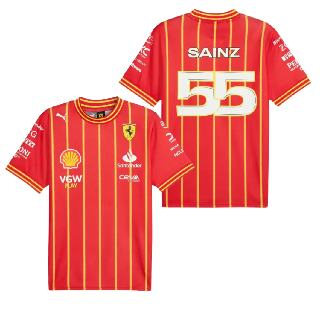 camisa-scudeira-ferrari-especial-futebol-vermelha-sainz-55-2024 Camisa Scuderia Ferrari F1 Especil Futebol Sainz #55 Vermelha 2024