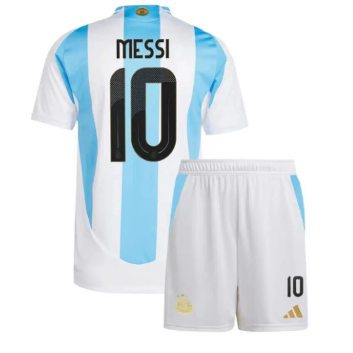 kit-infantil-argentina-messi-10-branco-2024-25-unissex Kit Infantil Argentina Messi #10 Branco Home 2024/25 Unissex
