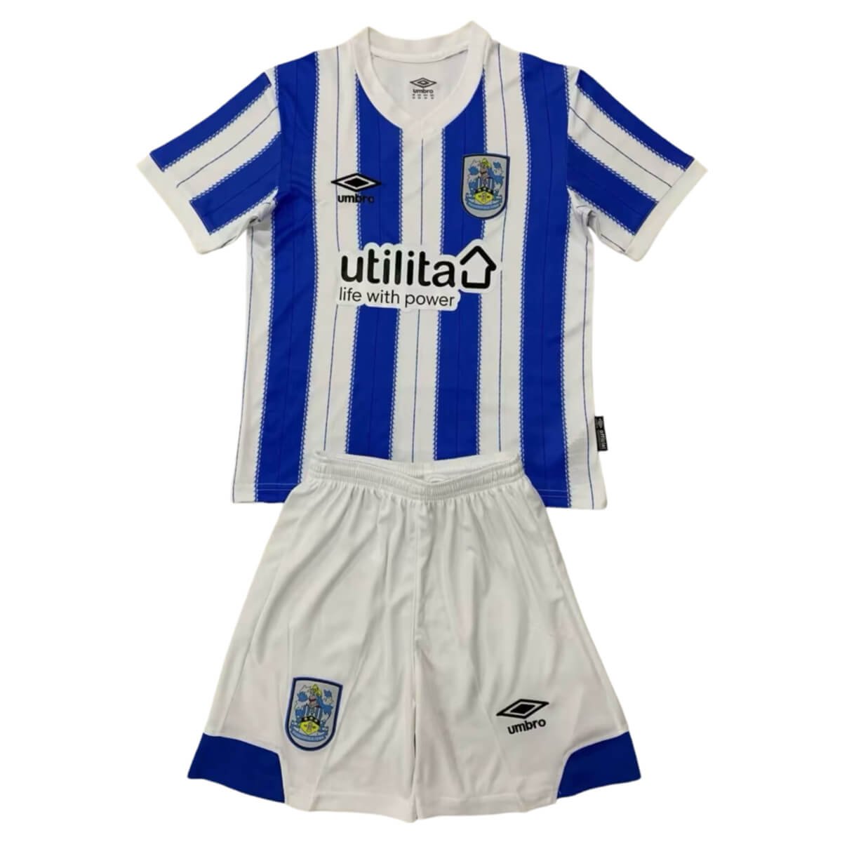 kit-infantil-huddersfield-home-azul-branca-2024-25-unissex Kit Infantil Huddersfield Town AFC Home 2024/25 Unissex