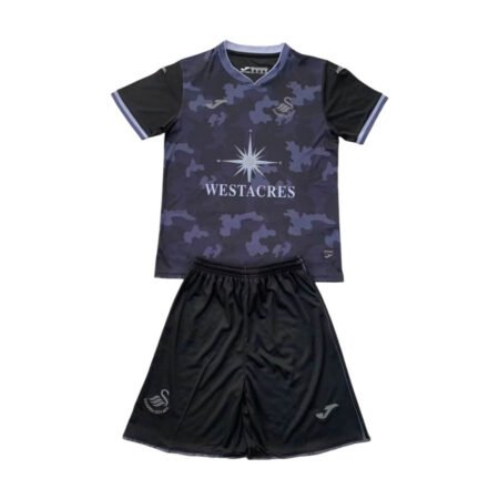 Kit Infantil Swansea City Preta 2024/25 Unissex