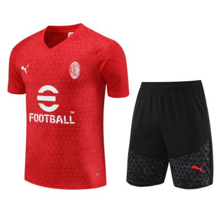 Conjunto Ac Milan Treino Camisa e Short Vermelha 2023/24