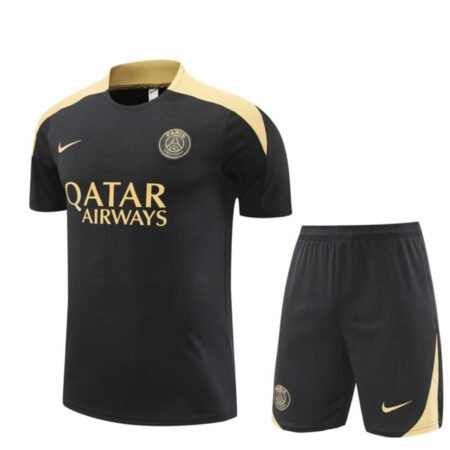 Conjunto PSG Treino Camisa e Short Preta/Amarelo 2024/25