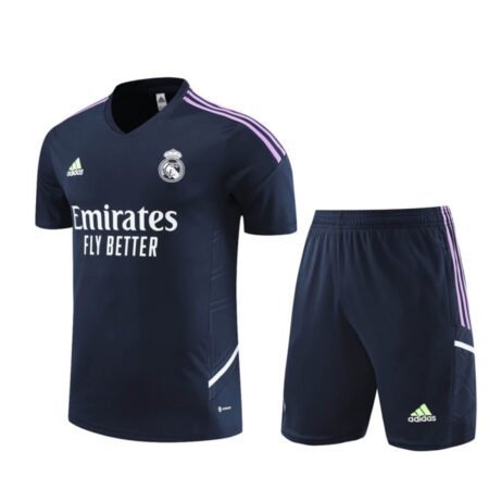Conjunto Real Madrid Treino Camisa e Short Azul Escuro 2022/23