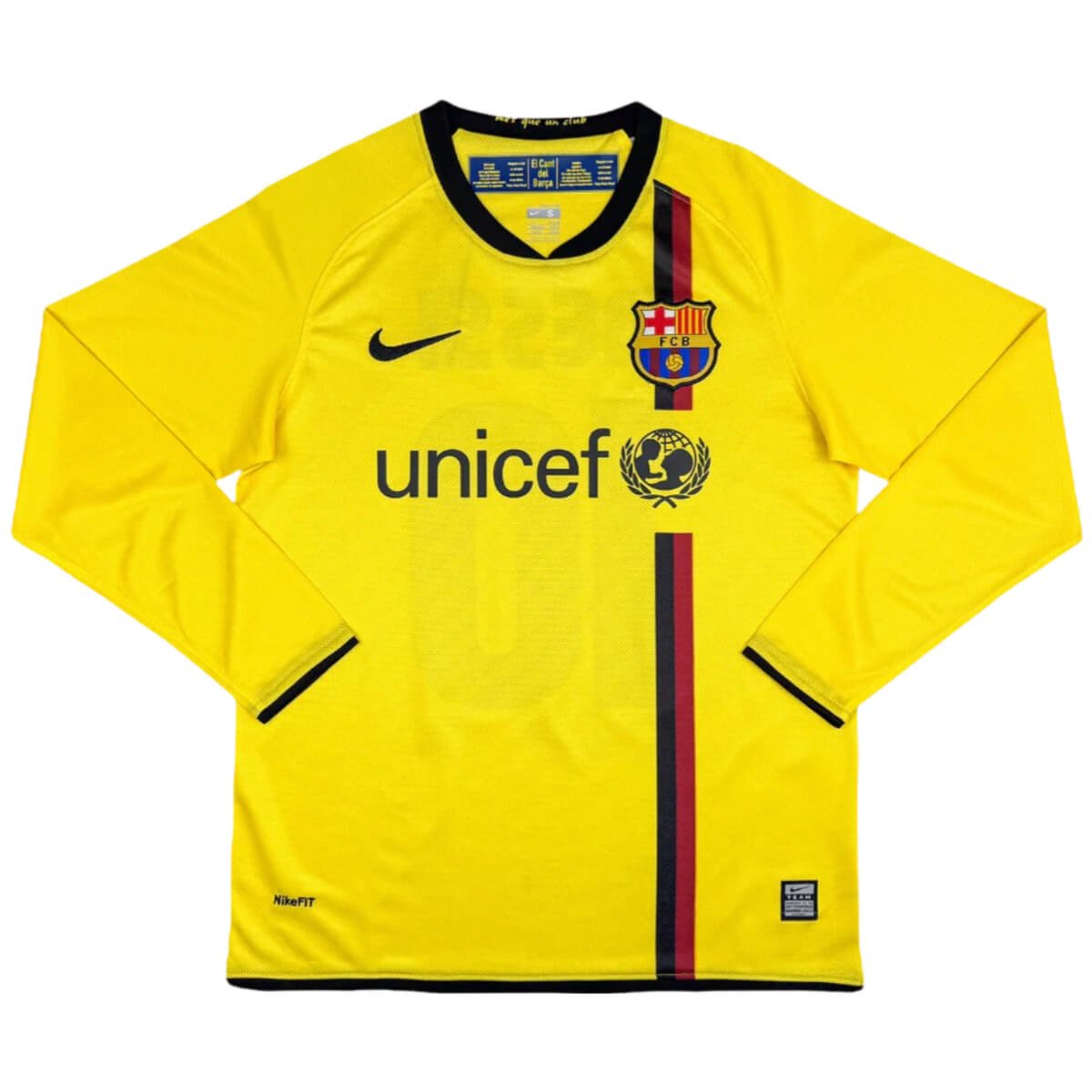 camisa-barcelona-amarela-2008-09-away-messi-10-manga-longa Camisa Barcelona Amarela MESSI #10 2008/09 Manga Longa