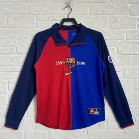 Camisa Barcelona 1999/1899 Manga Longa Home Retrô