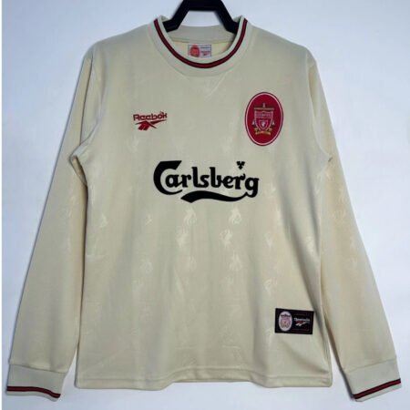 Camisa Liverpool 1996 Bege Manga Longa Retrô