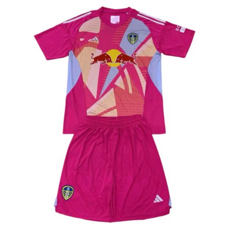 Kit Infantil Leeds United Rosa Goleiro 2024/25 Unissex