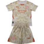 Kit Infantil Manchester City Goleiro Bege 2024/25 Unissex