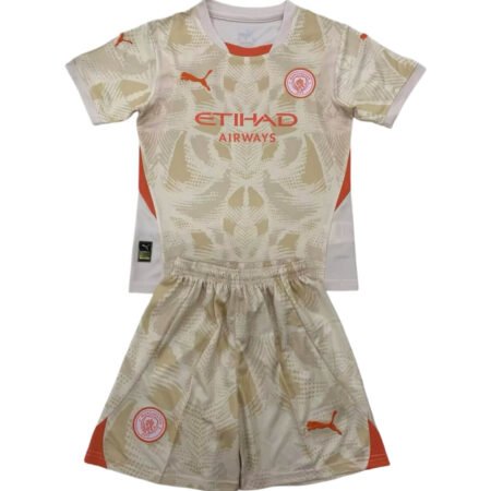 Kit Infantil Manchester City Goleiro Bege 2024/25 Unissex