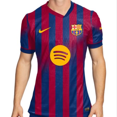 Camisa Barcelona Home 2025/26 Masculina Grená Listrada