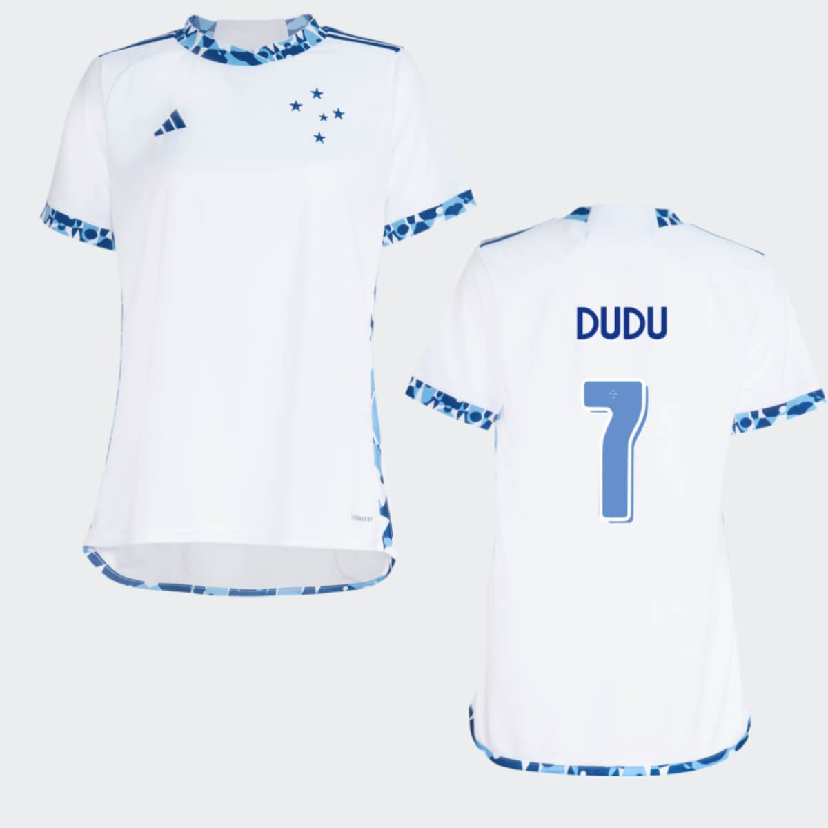 camisa-cruzeiro-dudu-7-branca-reserva-2024-25-feminina Camisa Cruzeiro DUDU #7 Branca Reserva 2024/25 Feminina