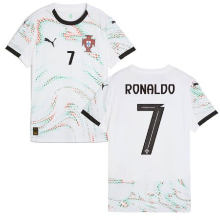 Camisa Portugal Ronaldo #7 Branca Away 2025/26 Feminina
