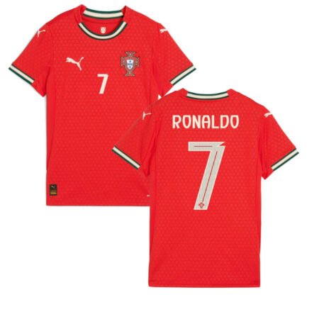 Camisa Portugal Ronaldo #7 Vermelha Home 2025/26 Feminina