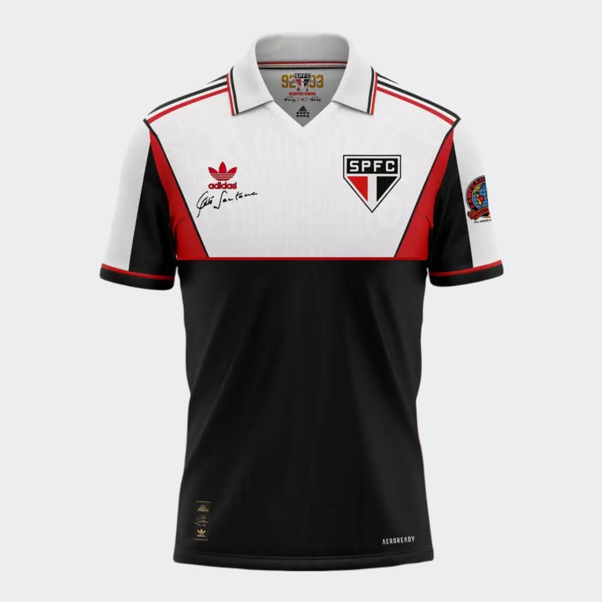 camisa-sao-paulo-adidas-tele-santana-retro-polo Camisa São Paulo Adidas Telê Santana Preta/Branca Masculina