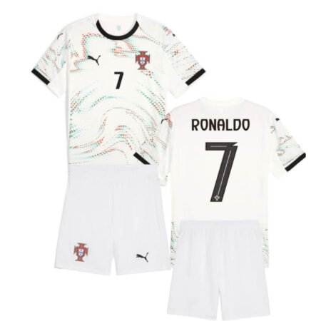Kit Infantil Portugal CR7 Branca Away 2025/26 Unissex