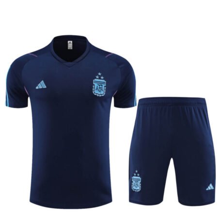 Kit Short e Camisa Argentina Treino Azul Escuro 2023/24
