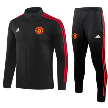 Conjunto Jaqueta e Calça Man Utd Preto Treino 2023/24