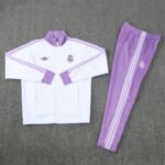 Conjunto Jaqueta e Calça Real Madrid Branco/Roxo Treino 2024/25