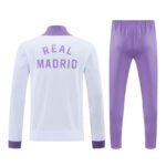 Conjunto Jaqueta e Calça Real Madrid Branco/Roxo Treino 2024/25